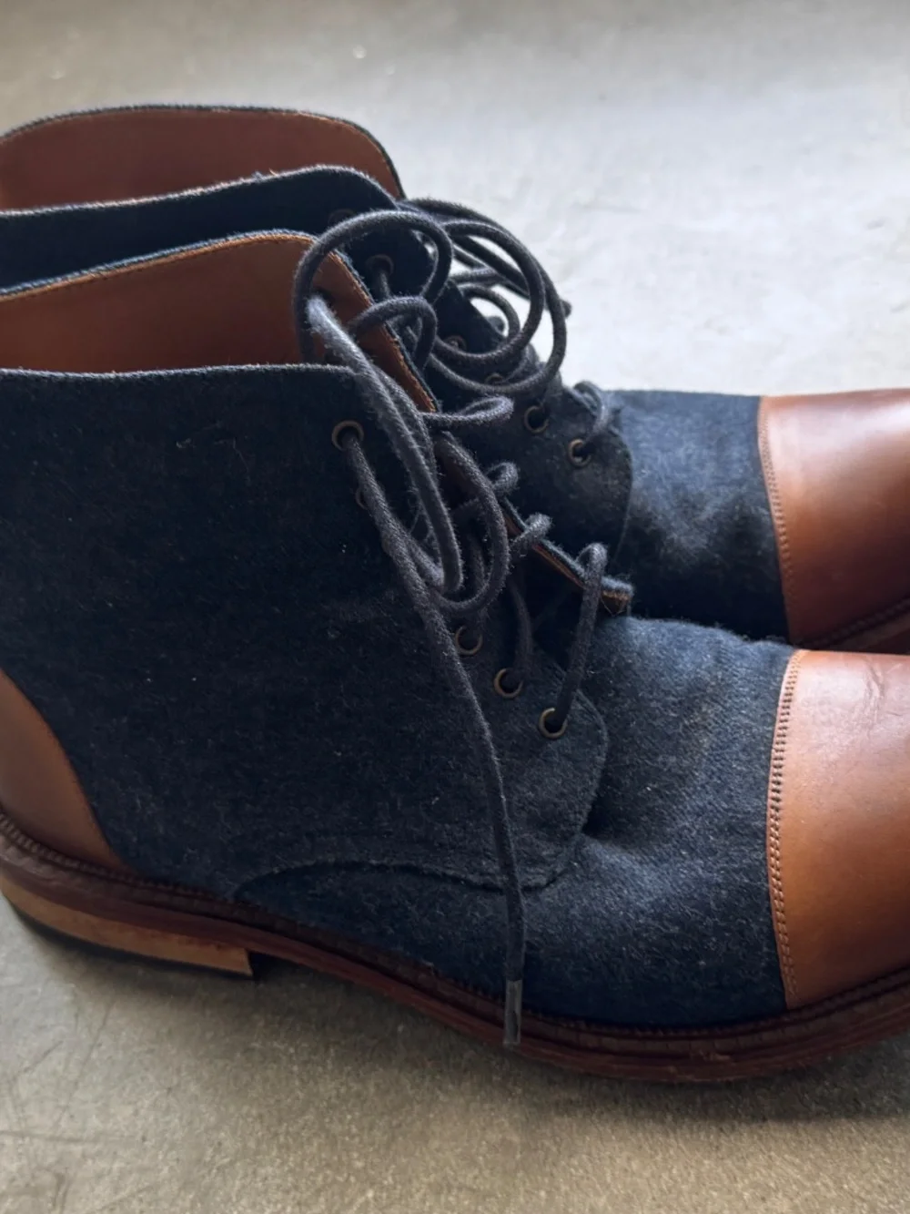 Navy Denim Taft Jack Boots, Size 40